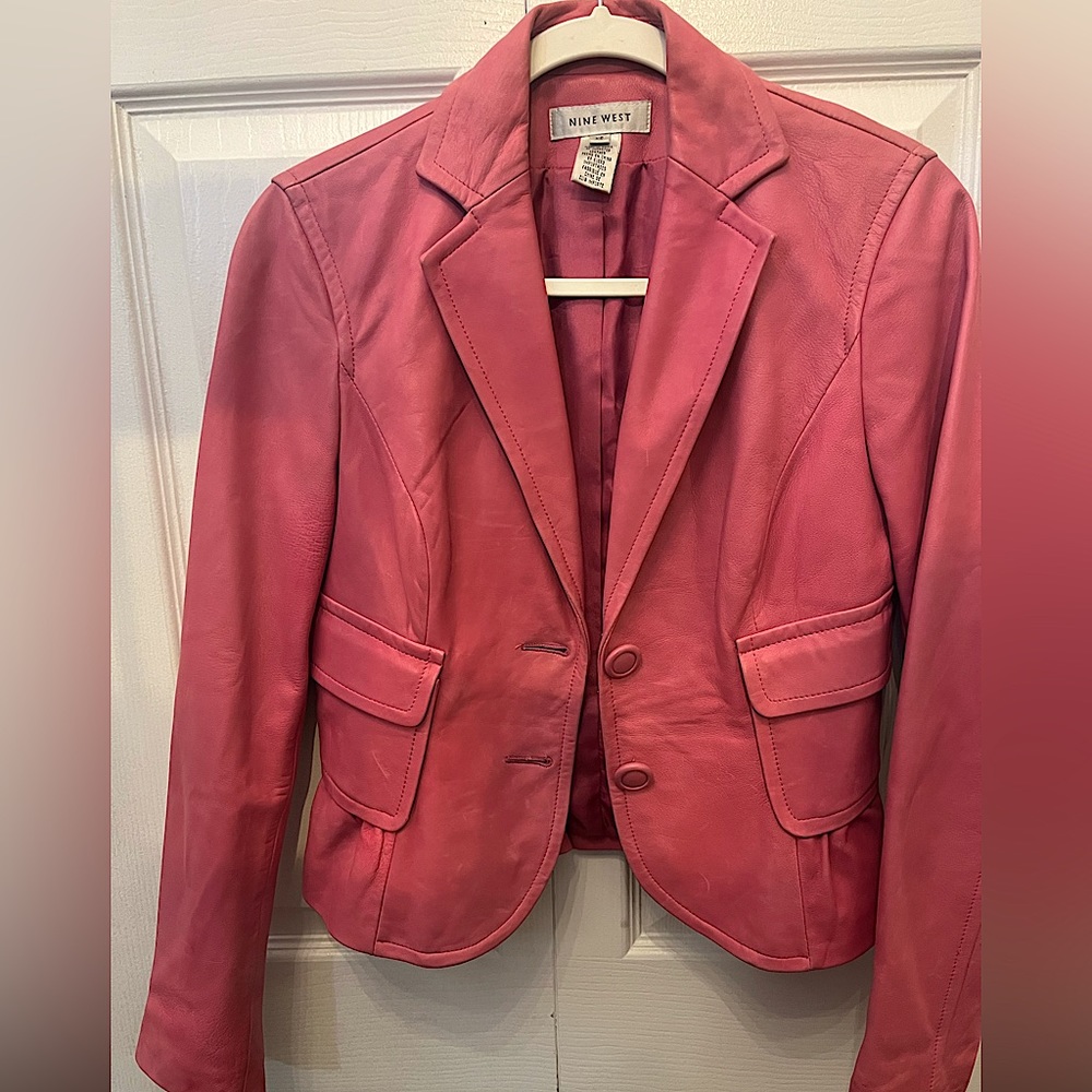 Pink Leather Jacket Blazer